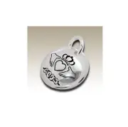 Celtic Claddagh Tiny Round Sterling Silver Pendant Charm & Necklace