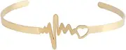 [AOCHEE] Delicate 3 Colors Open Cuff Doctor Nurse EKG Heartbeat Lifeline Pulse Bangle Bracelet
