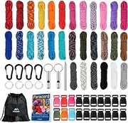 MONOBIN 550 Paracord Bracelet Kit - Type III Survival Parachute Cord Combo Crafting Kit with Buckle, Carabiner and Key Ring for Making Paracord Bracelet, Dog Collar, Lanyard