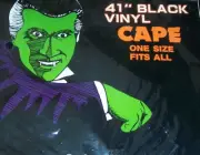 NEW SEALED-HALLOWEEN Vampire OR Dracula 41" Black Vinyl Cape One Size Fits All