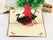 3D Pop Up Greeting Cards Ancient Sail Paddle Ship AU SHOP