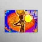African Woman With Sun Tempered Glass Printing Wall Art Australian Made Quality