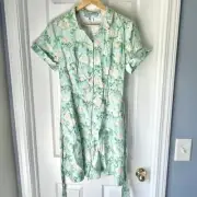 NWT Hill House Laura Blue Roses Linen Button Down Dress Shirt, Size Small