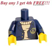 ☀️NEW LEGO Minifigure Minifig Torso Body Sea Boat Captain Jacket Dark Blue Navy