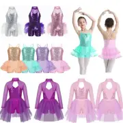 Girls Sequins Dance Unitard Modern Jazz Mock Neck Leotard Performance Bodysuit