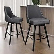 ALFORDSON 2pcs Swivel Kitchen Barstools, Bar Stools, Dining Chair, Counter Stool Chair for Home Bar Dining Room, Dark Grey