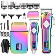 Complete Cordless Hair Trimmer Set for Men: Rechargeable Electric Trimmer with LED Display for Hair and Beard Grooming