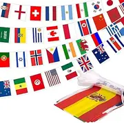 100 Countries String Flag Pennant Banner String National Flags For World cup Classroom Garden Olympics Festival Grand Opening Bar Sports Clubs Party Events Decorations- 83 Feet 100 Flags