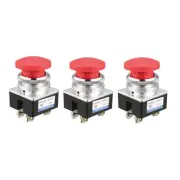 Push Button Switch Red Momentary AC 380V 5A Push Button Switches 30mm Mount 3pcs