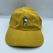 Peanuts Hat Yellow Corduroy Baseball Cap Adult Logo Charlie Brown Adjustable NWT