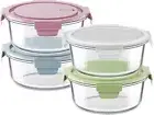8 PCS Glass Meal Prep Containers with Lids Airtight 4 Cup Storage Set Dishwasher