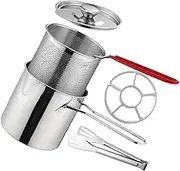 Cabilock 1Set Fry Pot with Fry Basket Lid Compatible with Stovetops for Deep Frying Shrimp Chicken and Fries Easy to Clean Safe Handle