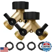 ENNSOO Garden Hose Splitter 2 Way, Y Heavy Duty Brass Connector Tap Splitter,
