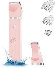 AIBRIT PRO Electric Bikini Trimmer for Women - 2 in 1 Electric Lady Pubic Hair Groomer Painless Hair Removal Razor Body Shaver, Portable Ladies Shaver with 2 Trimmer Heads, IPX7 Waterproof
