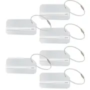 6pcs Luggage Tags Bag Tags Aluminum Alloy Luggage Checked Boarding Hanging Tag Silver 8X4.1cm