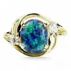 Created Blue Green Opal, Solid 10KY or 14KY Gold Ladies Ring, R021