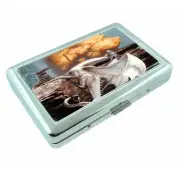 Dragons D38 Silver Metal Cigarette Case RFID Protection Wallet Fantasy