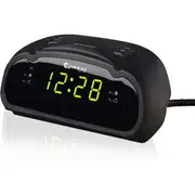Sansai LED AM/FM Dual Alarm Clock Radio w/ Battery Back Up/Snooze Function Black