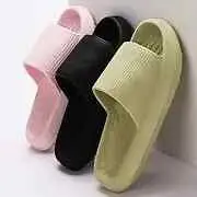 Unisex Solid Color Minimalist Pillow Slides, Slip On Lightweight Soft Sole Home