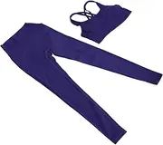 [WESIEVYA] Yoga Pants Women's Set Stretchy Flare Leggings Cross Fitness Gym Outfit Dark Blue