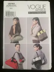 Vogue 8760 Accessories Bags Pattern Lined Purses Shoulder Bags Inside Pockets
