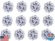 The Gift Wrap Company 12 Count Decorative Matte Bows, Medium, Silver