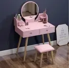Princess Dresser Vanity Table with Mirror, Stool & Pink