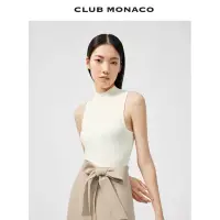 在飛比找蝦皮購物優惠-Club Monaco 氣質 高領 螺紋 無袖白色背心