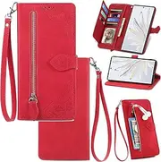 Cover Compatible with OnePlus Nord CE2 5G,Compatible with 1+ OnePlus Nord CE 2 5G IV2201 【PU Leather + Shell】【Dual Card Holder】【Flip Stand】 Lanyard Case Red