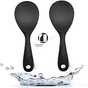Armrouns Silicone Rice Paddle Spoon 2PCS, Non Stick Heat Resistant Kitchen Works for Rice,Mashed Potato. (Casual Black)