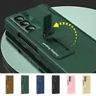 For Samsung Galaxy Z Fold 3/4/5/6 PU Leather Hinger Full Phone Case Kickstand
