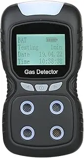 4 in 1 Gas Digital Detector CO Monitor Handheld Monoxide Sulfide Gas Tester with LCD Display Sound+ Light Vibration Alarm Real Time Reading(Black)