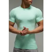 Mens Light Green Man Active Lightweight Essentials Gym Muscle Fit Raglan T-shirt