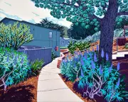 Alex Nizovsky – OAK KNOLLS CO-OP – Abstracted Landscape Painting Pop Art 30"x24"
