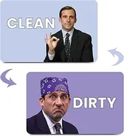 HSSPIRITZ The Office Michael Scott Prison Mike Dishwasher Magnet Clean Dirty Sign Indicator Magnet Double Sided Flip with Metal Magnetic Plate Universal Kitchen Dish Washer Reversible Waterproof Sign