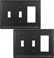 OKAWYC Black Luca Metal Wall Plate, 3-Gang Double Toggle/Single Decorator Light Switch Cover, 2-Pack Modern Decorative Durable Stylish Wallplate for Dimmer Switch, GFCI Outlet, or Light Switch