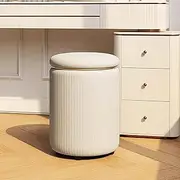 Footstool Modern Stool with Storage Space Round Small Footstool Footrest Ottoman Footstool Padded Seat for Living Room and Bedroom D 44 x 34 cm (17 x 13 inches)