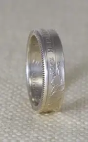 2009 90% Silver Proof US Quarter Dollar 3D Coin Ring Wedding Band 5 Year Gift
