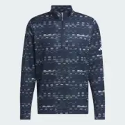 New Adidas Core Printed Quarter Zip Golf Pullover Collegiate Navy / White IX2009