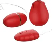Rose-Shaped Love Egg Vibrator - Vibrating & Licking Clitoral Stimulator for Intense Pleasure (Red)