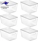 6 Pack Clear Stackable Storage Bins with Lids, Large Plastic Containers with Han