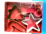 Wilton Holiday 4 Piece Cookie Cutter Set, Tree Stocking Star & Candy Cane Shapes