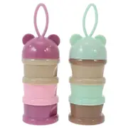2 Pcs Food Container Milk Powder Box Baby Formula Food Dispenser Baby Formula Container Three Layer Storage Case