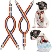 2 Pcs Dog Diaper Suspenders Rainbow Color Dog Diaper Harness Adjustable Dog Diapers Suspenders for Small Medium Female Dog Diapers Pet Dress Pants Skirt Clothes Keeper (Small)