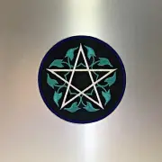 Pentagram Patch — Iron On Badge Embroidered Motif — Teal White Satanic Symbol