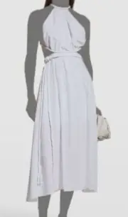 $465 Alice + Olivia Women's White Faith High-Neck Cross-Back Dress Size 4