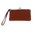 CTM Women's Fashion Kiss Lock Wristlet Vegan Leather Wallet