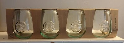 4 San Miguel 100% Recycled Glass Goblet Wine Stemless 650cc Clear