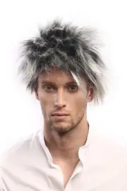Wig Ladies Men's Carnival 80er Wave Punk Popstar Black White Blonde Backcombs