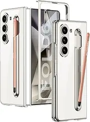 Case for Samsung Galaxy Z Fold6, Fashionable and Shockproof Transparent Fold6 Case with Screen Protector and Pen Holder and Pen (Light Gray,for Galaxy Z Fold6)